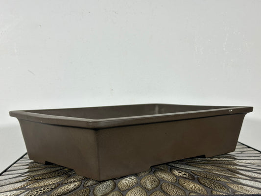 Preowned Japanese Tokoname Rectangular Bonsai Pot Sankyou - 13.25” By 9.5”