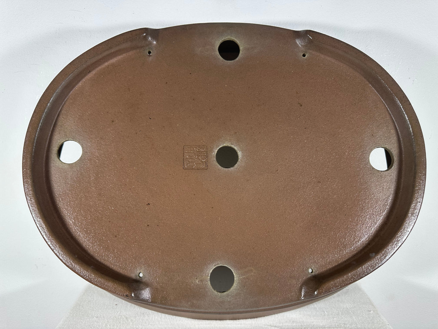 Preowned Japanese Tokoname Unglazed Oval Bonsai Pot Gyouzan - 19.75” By 15.5”