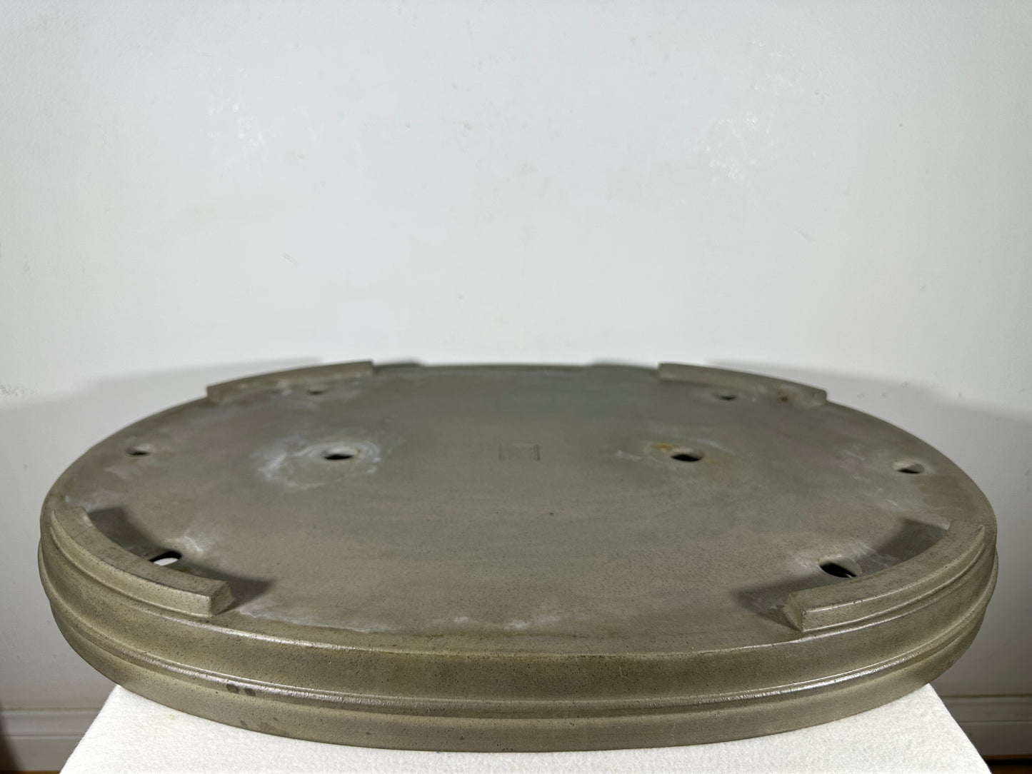 Preowned Japanese Tokoname Unglazed Oval Shallow Bonsai Pot Seizan - 24.25” By 17.25”