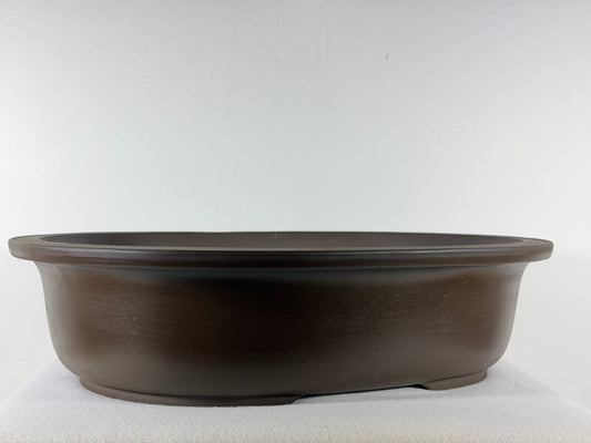 Preowned Japanese Tokoname Oval Unglazed Bonsai Pot Yamagen - 18” By 14.75”