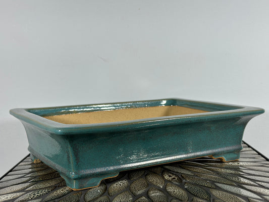 NEW Japanese Tokoname Glazed Rectangular Bonsai Pot REIHO - 13.75” By 9.75”