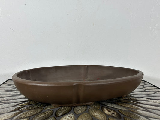 Preowned Japanese Tokoname Unglazed Shallow Oval Bonsai Pot - 11.75” By 8.75”