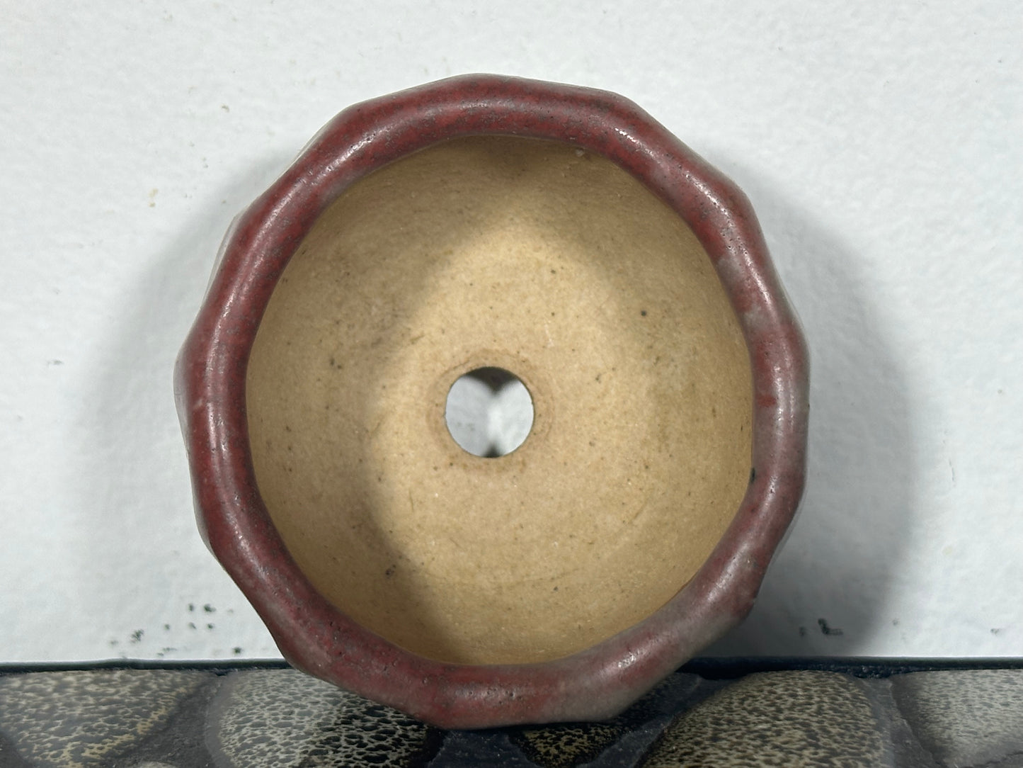 Preowned Japanese Tokoname Glazed Round Bonsai Pot - 2 3/8” By 1.5”