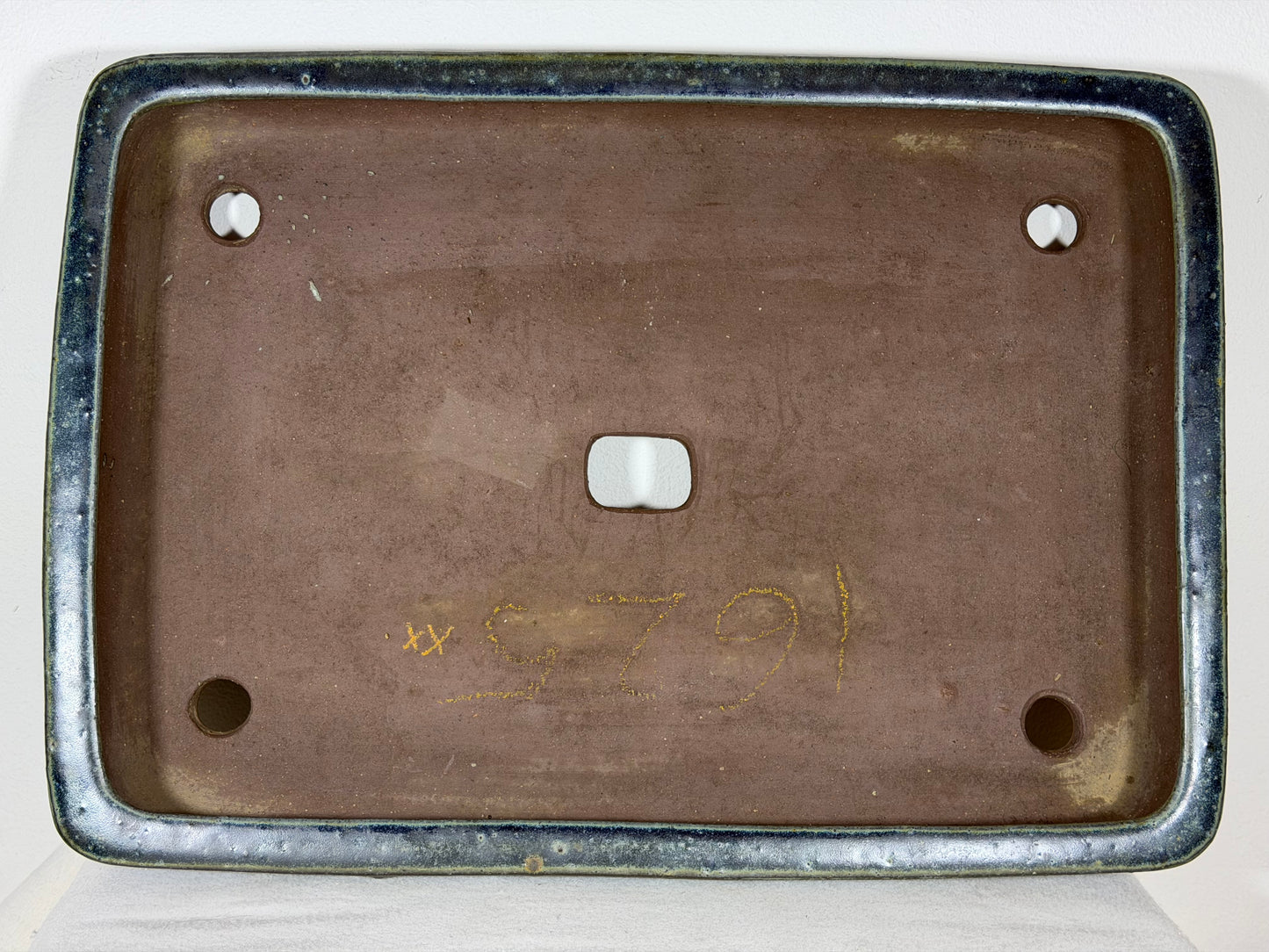 Preowned Japanese Tokoname Glazed Rectangular Bonsai Pot Syukouzan - 18.25” By 13”