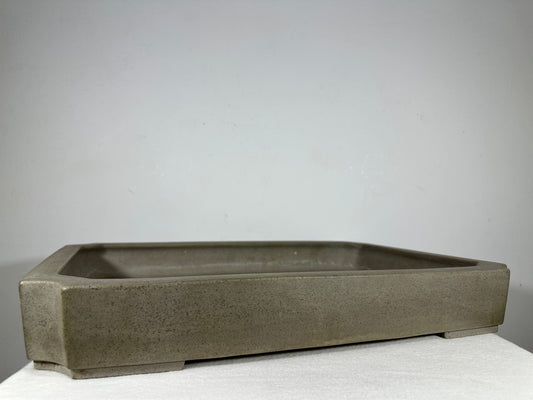 Preowned Japanese Tokoname Unglazed Rectangular Shallow Bonsai Pot Seizan - 19” By 13”