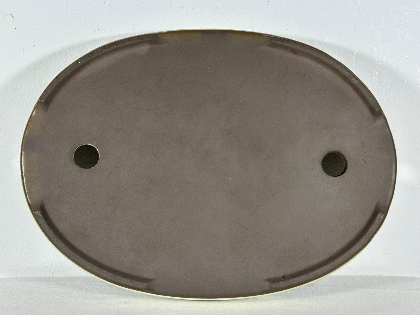 Preowned Japanese Tokoname Glazed Oval Shallow Bonsai Pot - 12.75” By 9.25”
