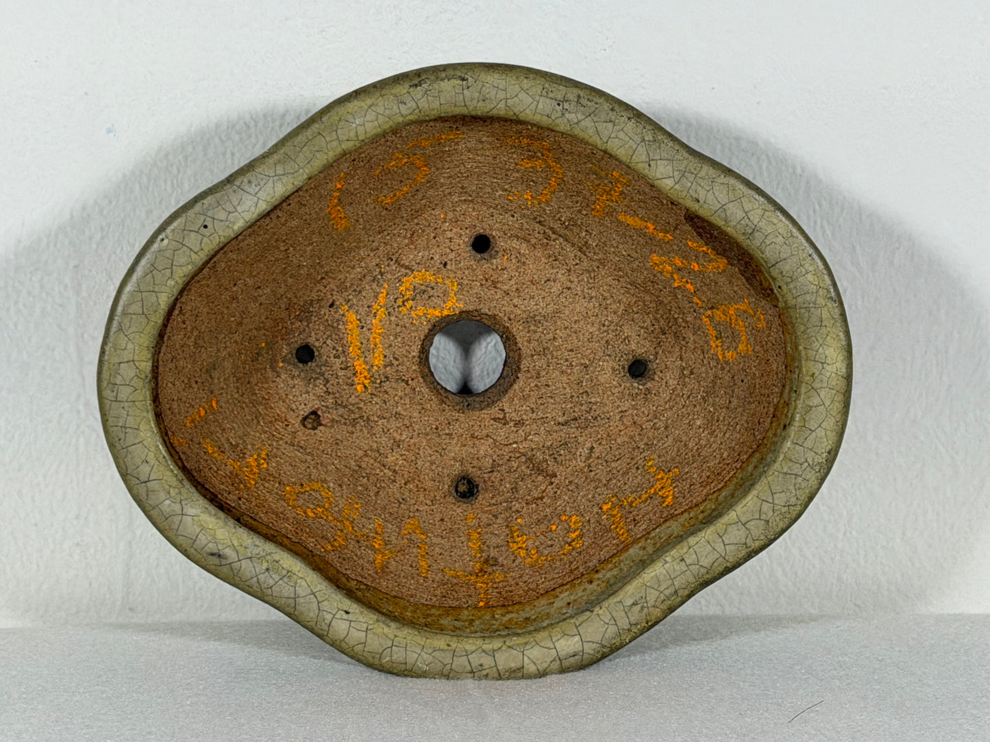 Preowned Japanese Tokoname Glazed Mokko Style Bonsai Pot Hatutori - 5.5” By 4.75”