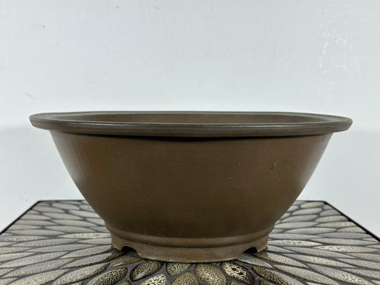 Preowned Japanese Tokoname Unglazed Round Bonsai Pot - 12.25” By 5”
