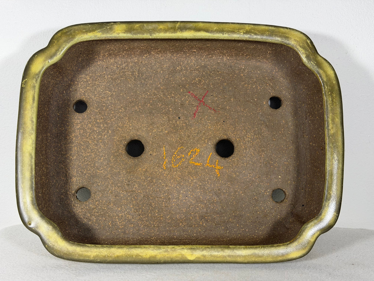 Preowned Japanese Tokoname Glazed Rectangular Bonsai Pot Hatutori - 12” By 9”