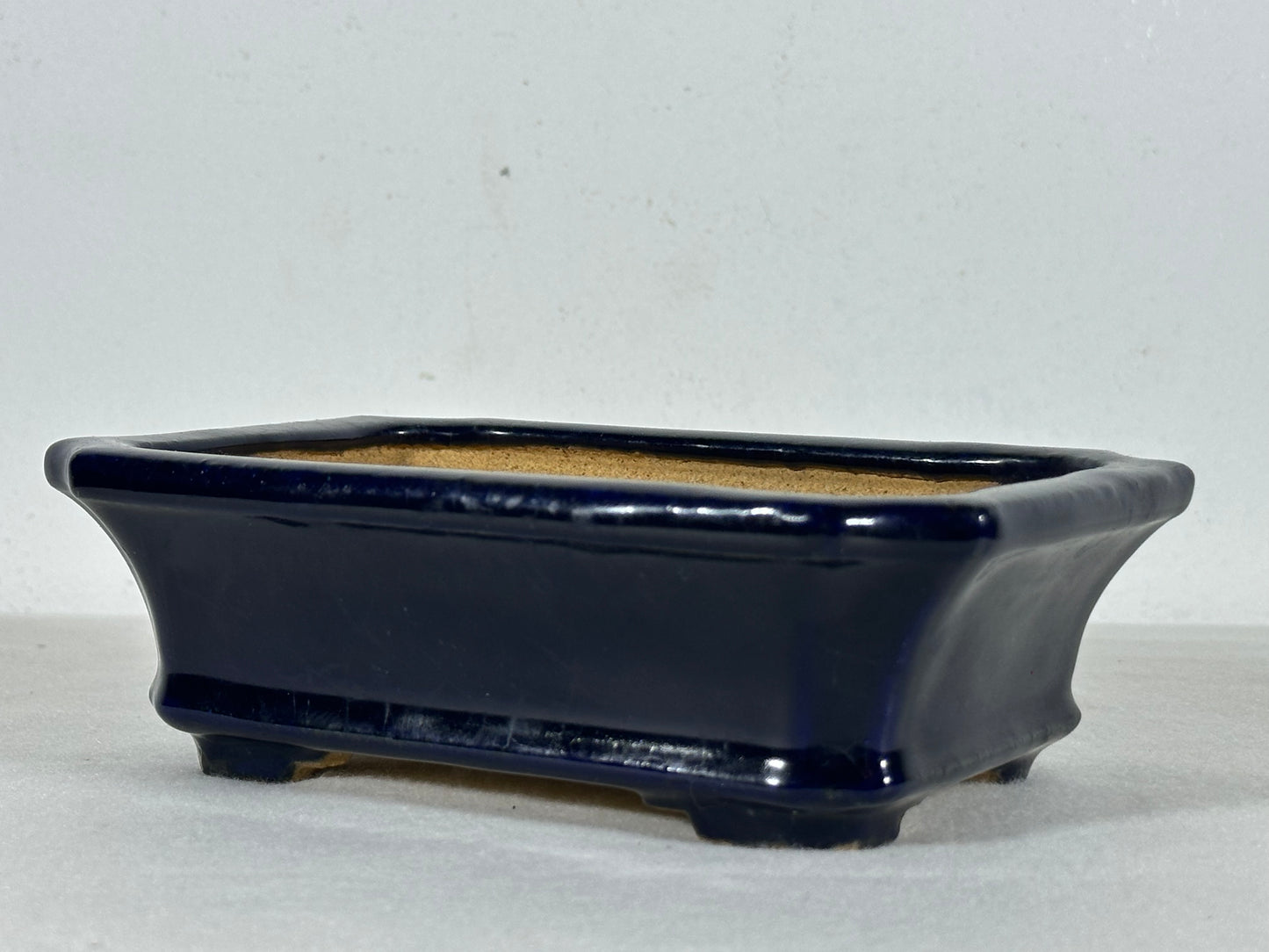 Preowned Japanese Tokoname Glazed Rectangular Bonsai Pot Hatutori - 6.25” By 4.75”