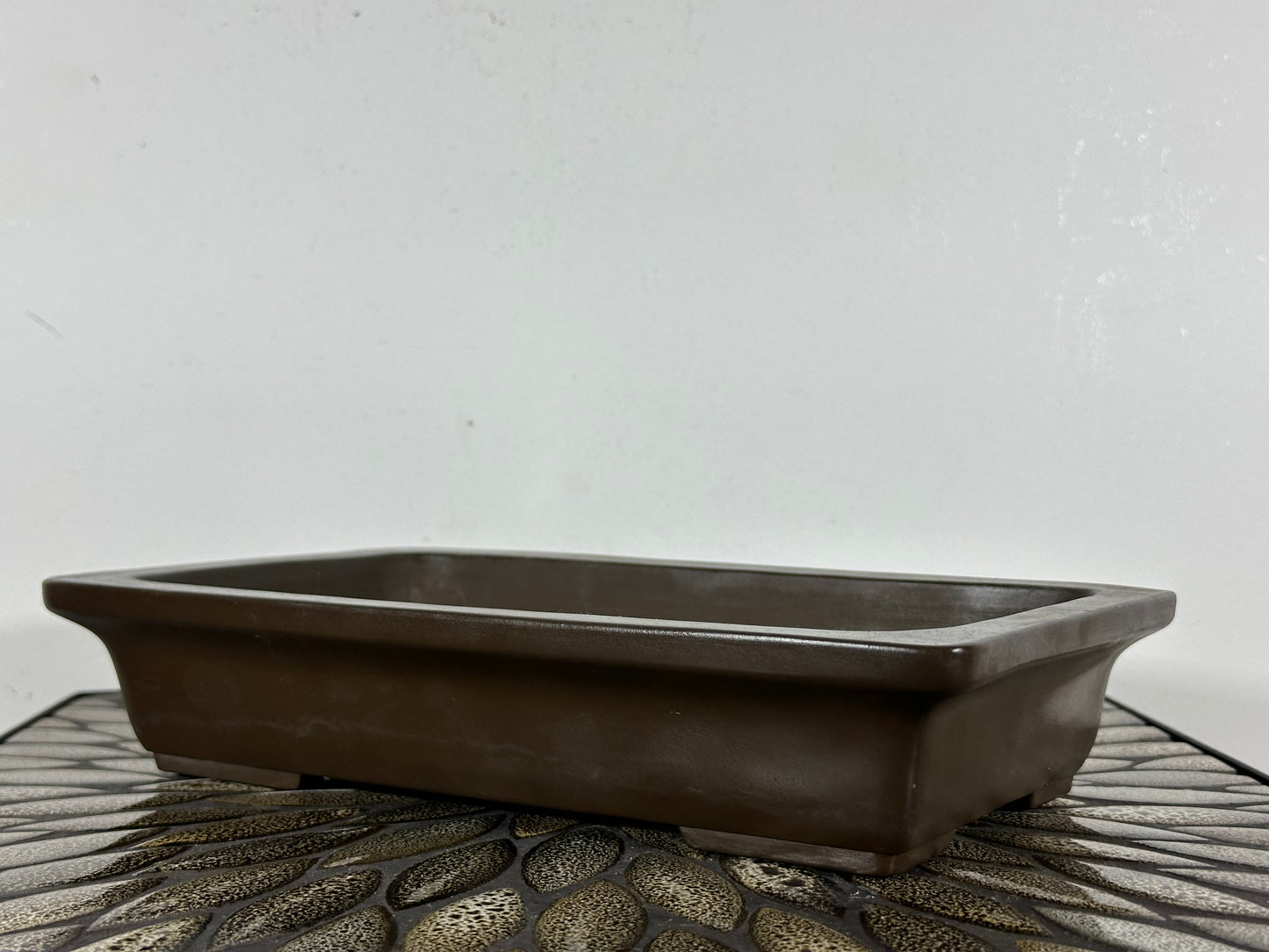 Preowned Vintage Japanese Tokoname Unglazed Rectangular Bonsai Pot Yamaaki - 11.5” By 7”