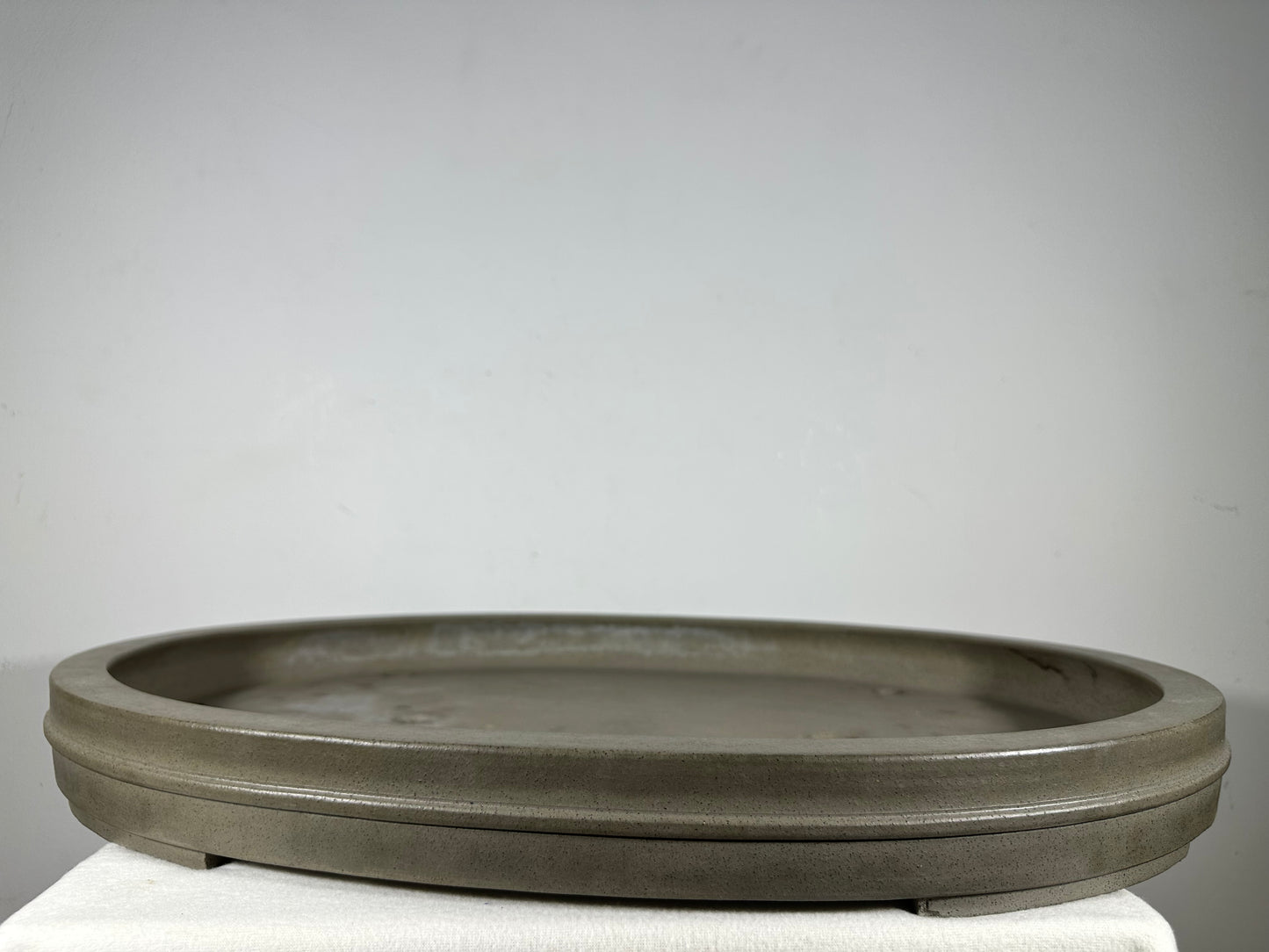 Preowned Japanese Tokoname Unglazed Oval Shallow Bonsai Pot Seizan - 24.25” By 17.25”