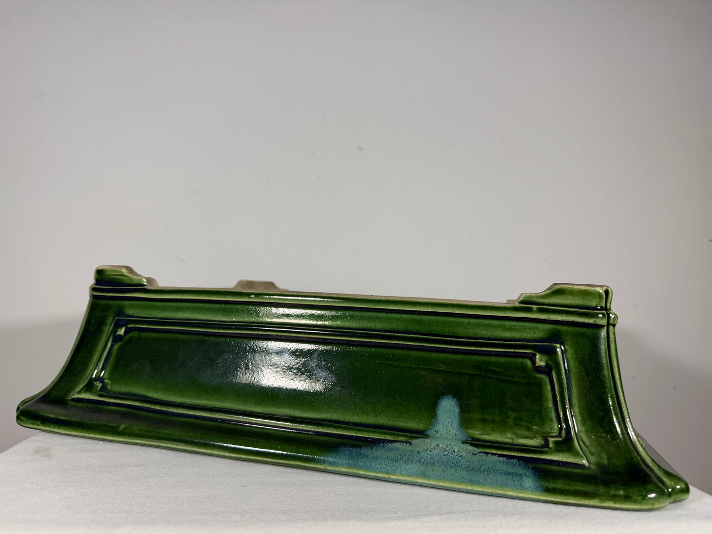 New Japanese Tokoname Glazed Rectangular Bonsai Pot Mazan Terahata - 18” By 14.25”