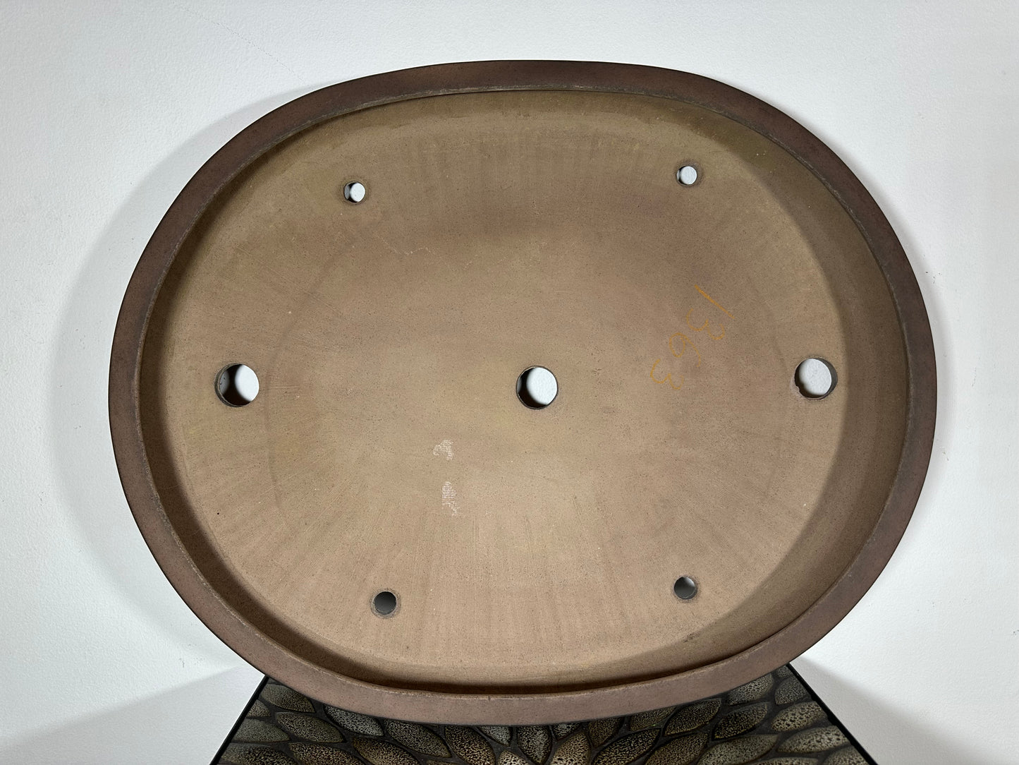 Preowned Japanese Tokoname Unglazed Oval Bonsai Pot Seibun - 22” By 17.75”