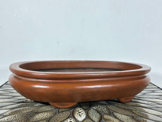 Preowned Japanese Tokoname Unglazed Bag Style Bonsai Pot Yamaaki - 11.75” By 8”