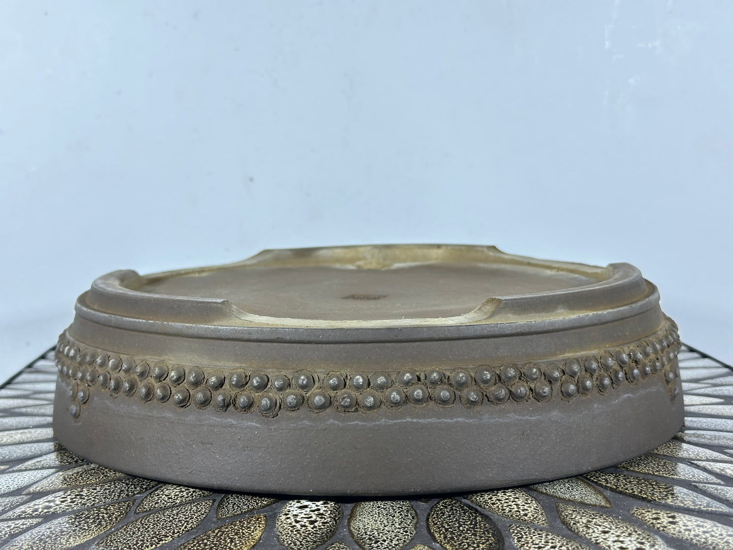 Preowned Japanese Tokoname Round Bonsai Pot Ritukadou - 12” By 2.5”