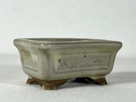 Preowned Japanese Tokoname Rectangular Bonsai Pot Tosui - 2.25” By 1.75”