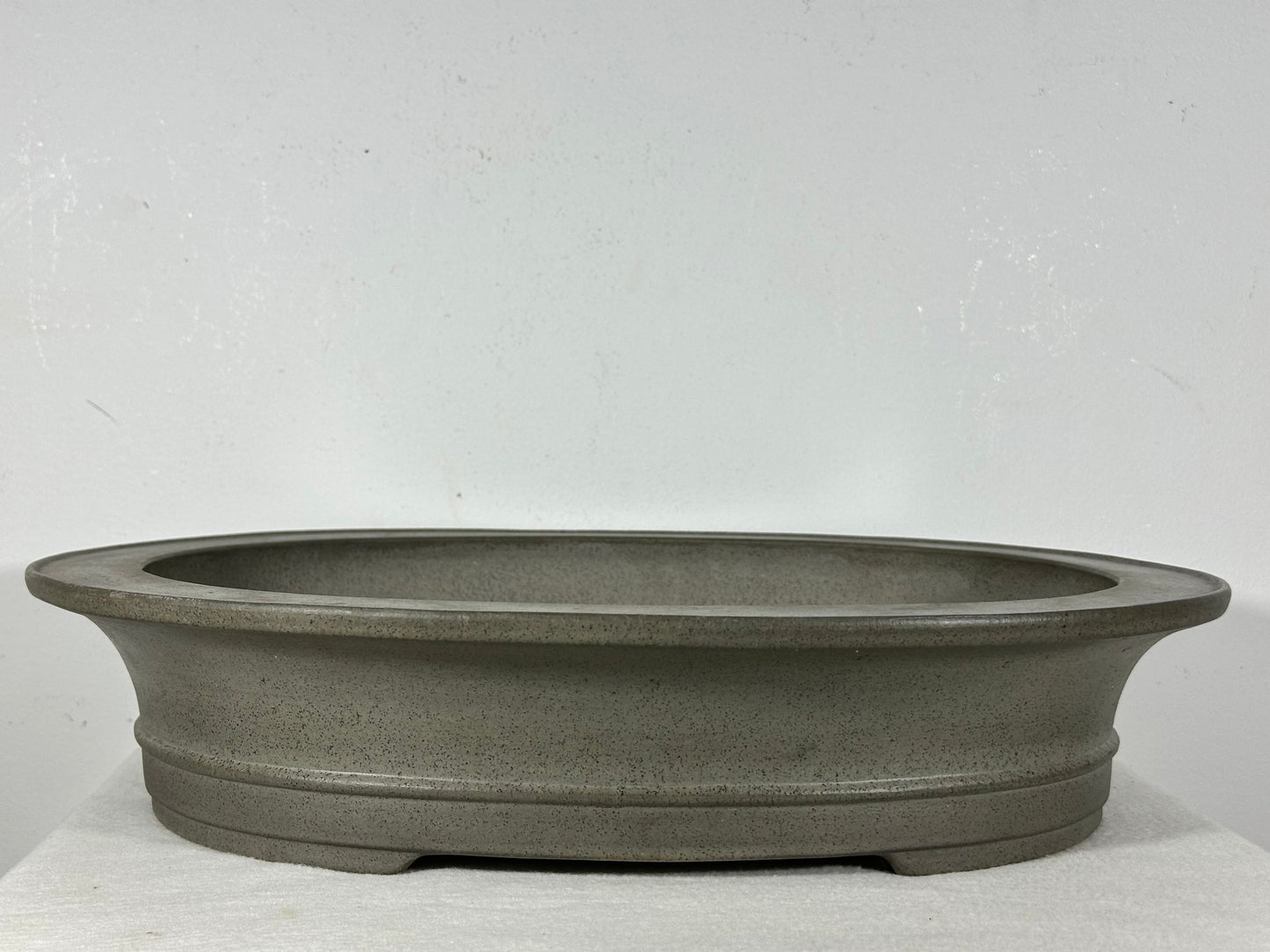 Preowned Japanese Tokoname Unglazed Oval Bonsai Pot Seizan - 17.25” By 14.25”