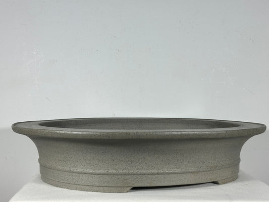 Preowned Japanese Tokoname Unglazed Oval Bonsai Pot Seizan - 19” By 16”