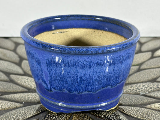 New Japanese Tokoname Round Glazed Bonsai Pot Katu - 4 3/8” By 2.75”