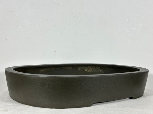 Preowned Japanese Tokoname Unglazed Oval Bonsai Pot Seizan - 14.25” By 11.5”