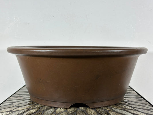 Preowned Japanese Tokoname Unglazed Round Bonsai Pot - 16.25” By 6”