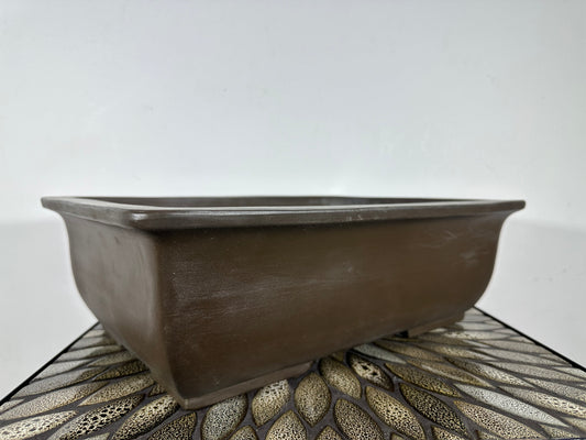 Preowned Japanese Tokoname Unglazed Rectangular Bonsai Pot Yamaaki - 15.25” By 10 7/8”