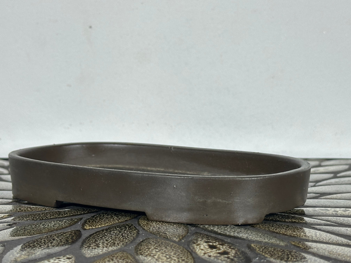 Preowned Japanese Tokoname Unglazed Oval Bonsai Pot - 7.25” By 4 3/8”