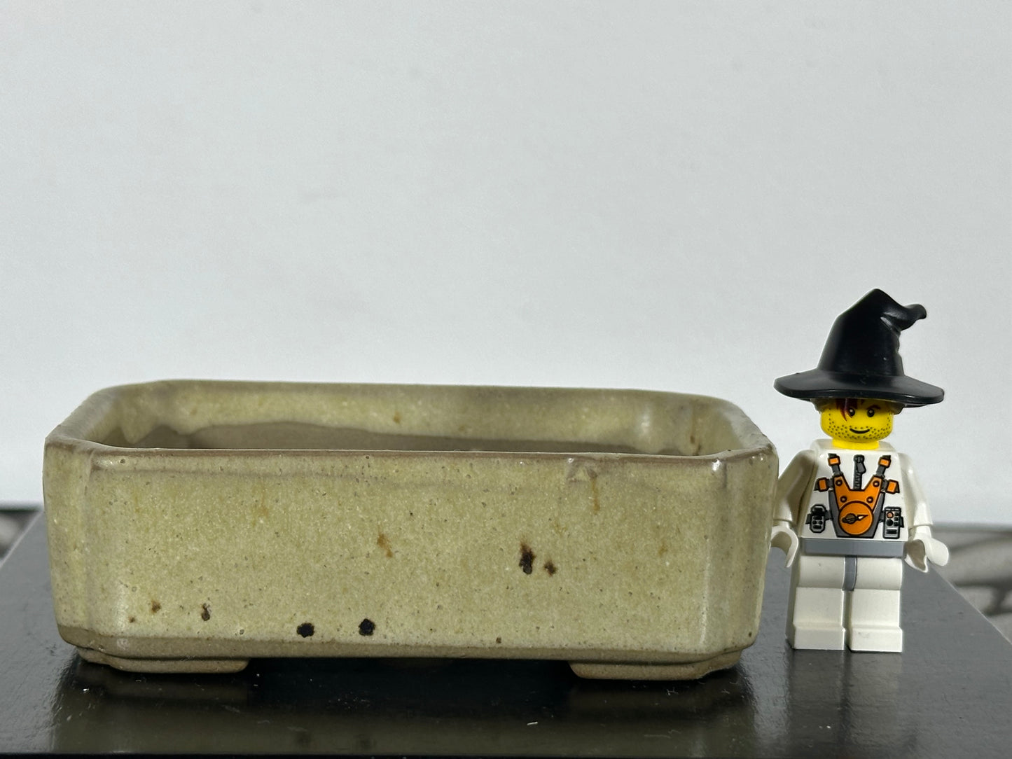 Preowned Japanese Tokoname Rectangular Bonsai Pot - 3 7/8” By 2 5/8”