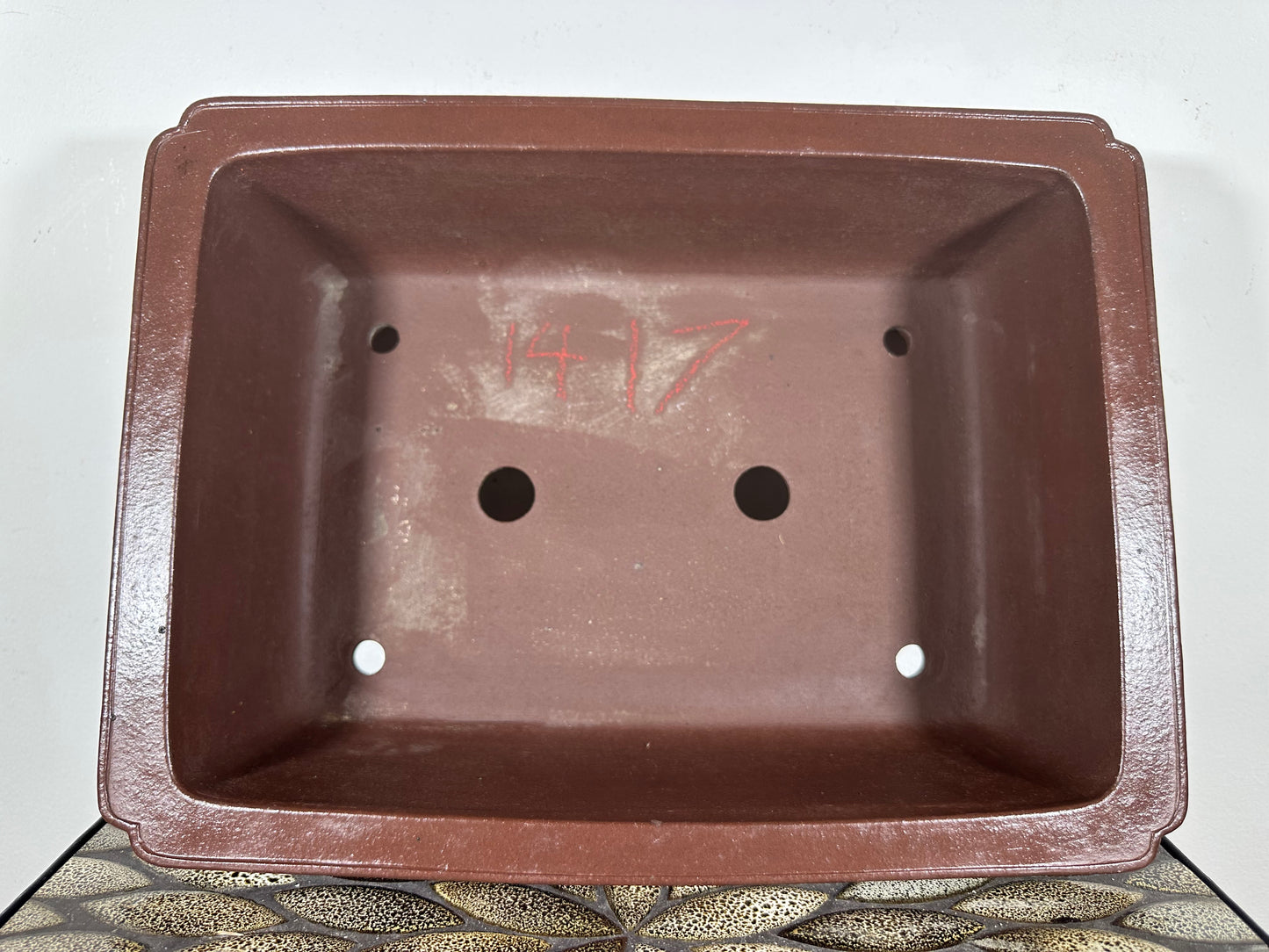 Preowned Japanese Tokoname Unglazed Rectangular Bonsai Pot Yamaaki - 14.75” By 11.25”