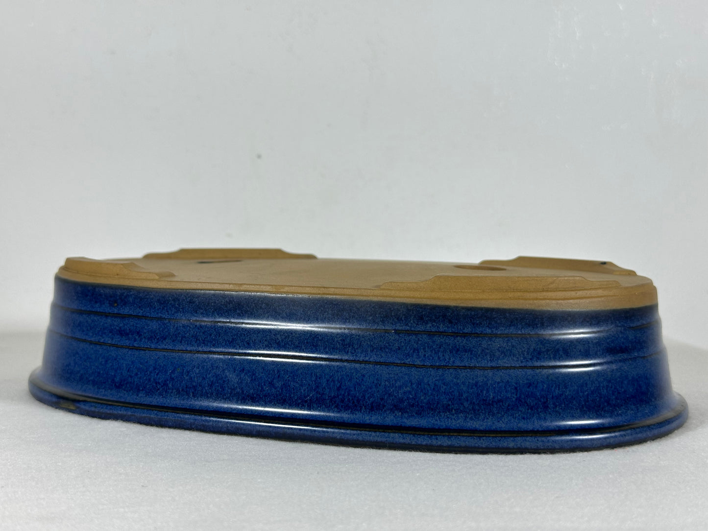 Preowned Japanese Tokoname Glazed Oval Bonsai Pot - 10.5” By 7”