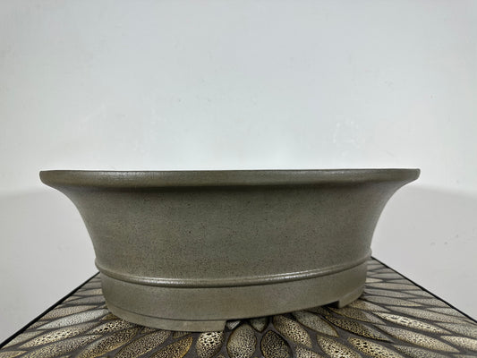 Preowned Japanese Tokoname Unglazed Oval Bonsai Pot Seizan - 16.25” By 14”