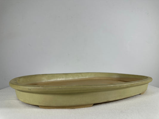 Preowned Japanese Glazed Oval Shallow Bonsai Pot - 13.25” By 8.5”