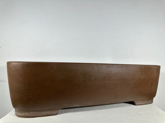 Preowned Japanese Tokoname Unglazed Rectangular Bonsai Pot Seizan - 19” By 13.75”