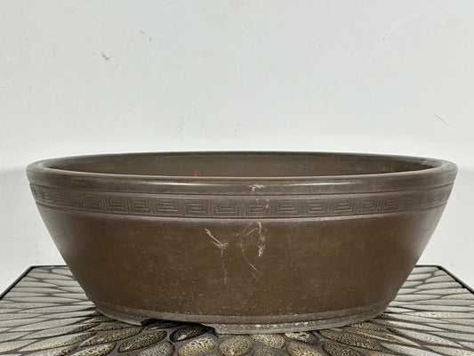 Preowned Japanese Tokoname Round Bonsai Pot - 13.5” By 4.5”