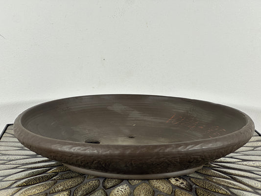 Preowned Japanese Tokoname Unglazed Round Bonsai Pot - 12.5” By 2.25”