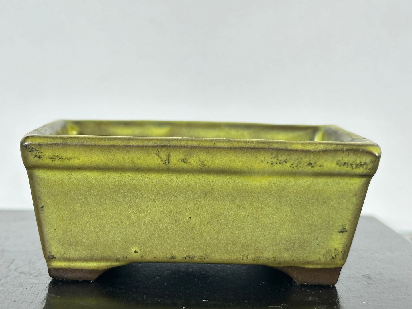 Preowned Japanese Tokoname Rectangular Bonsai Pot - 3.5” By 2 7/8”