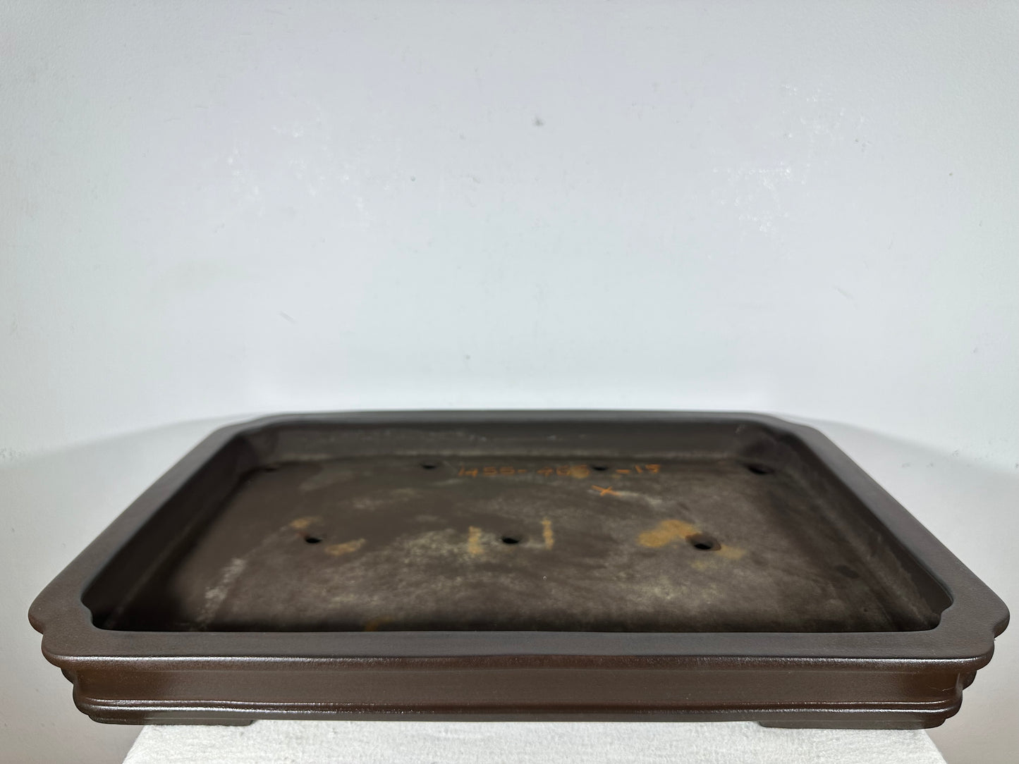 Preowned Japanese Tokoname Unglazed Rectangular Shallow Bonsai Pot Seizan - 21.5” By 14.5”