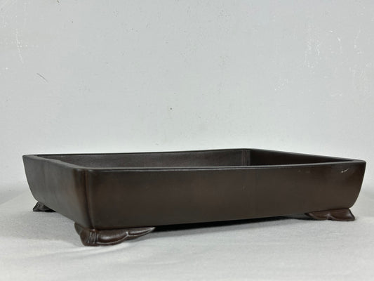 Preowned Japanese Tokoname Unglazed Shallow Rectangular Bonsai Pot - 10.75” By 7.75”