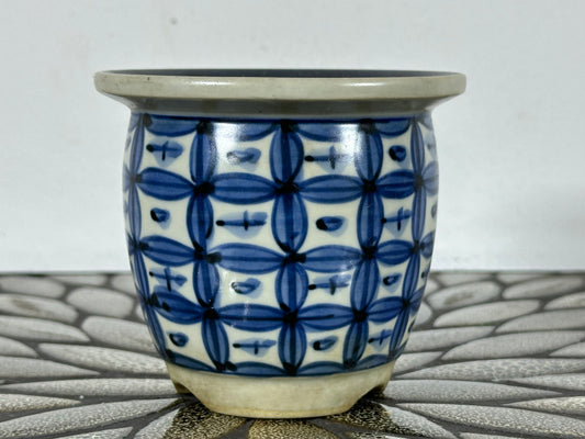 Preowned Japanese Tokoname Glazed Cascade Round Bonsai Pot Katu - 4” By 3.5”