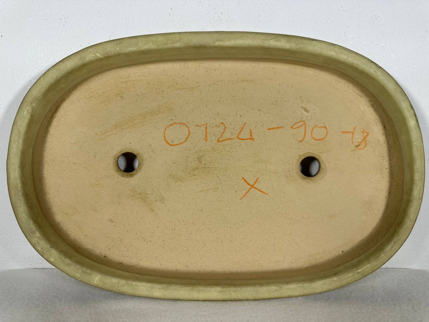 Preowned Japanese Glazed Oval Shallow Bonsai Pot - 13.25” By 8.5”