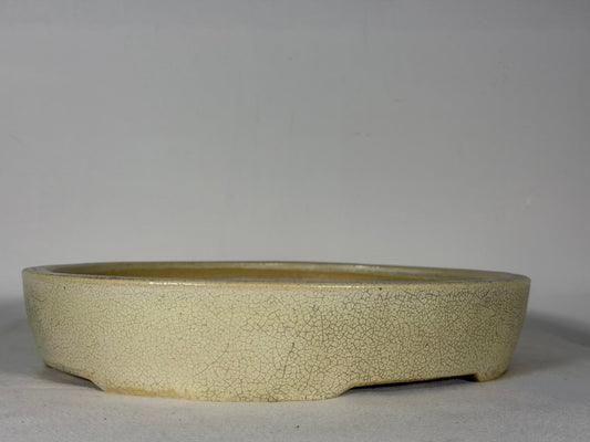 Preowned Japanese Tokoname Glazed Oval Bonsai Pot Mazan Terahata - 11.25” By 9.5”