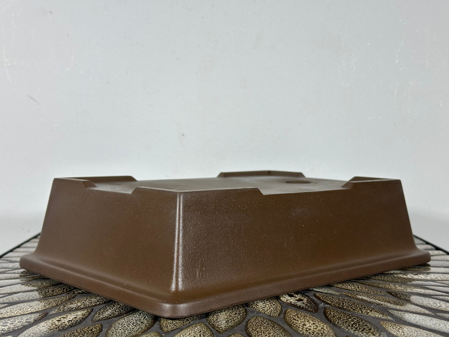 Preowned Japanese Tokoname Rectangular Unglazed Bonsai Pot Kaiyou - 11.25” By 8”