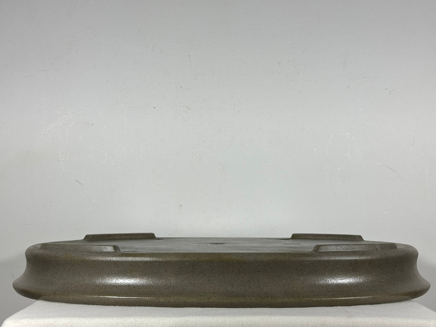 Preowned Japanese Tokoname Unglazed Oval Shallow Bonsai Pot Seizan - 20.5” By 14.75”