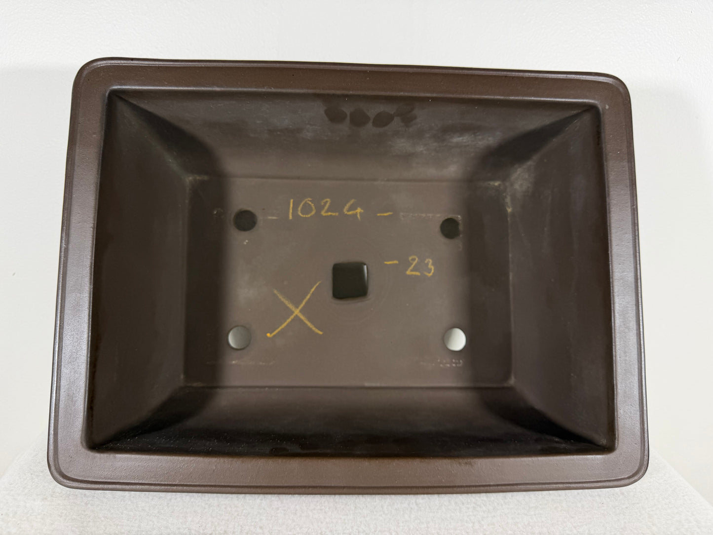 Preowned Japanese Tokoname Unglazed Rectangular Bonsai Pot with Stamp - 13.75” By 10.25”