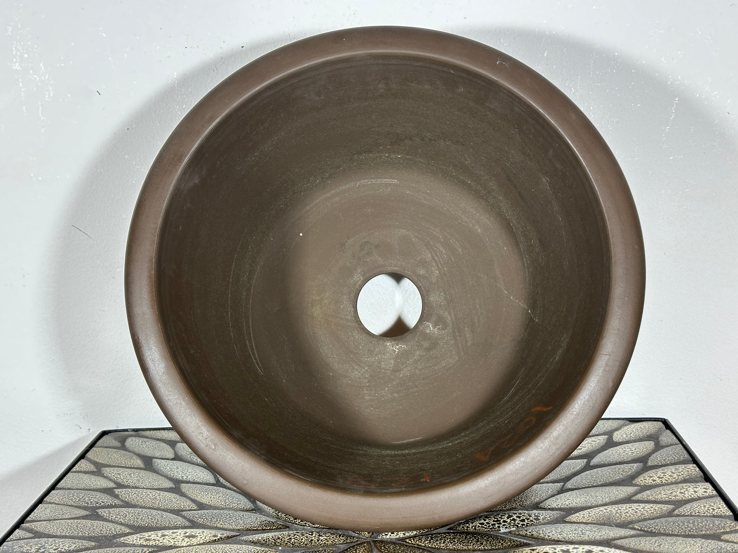 Preowned Japanese Tokoname Unglazed Round Bonsai Pot - 11 5/8” By 5 1/8”