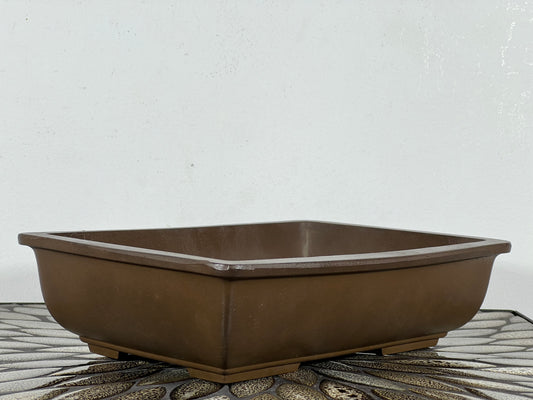 Preowned Japanese Tokoname Rectangular Bonsai Pot Sankyou - 10.25” By 7.5”