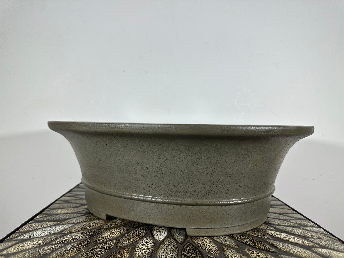 Preowned Japanese Tokoname Unglazed Oval Bonsai Pot Seizan - 16.25” By 14”