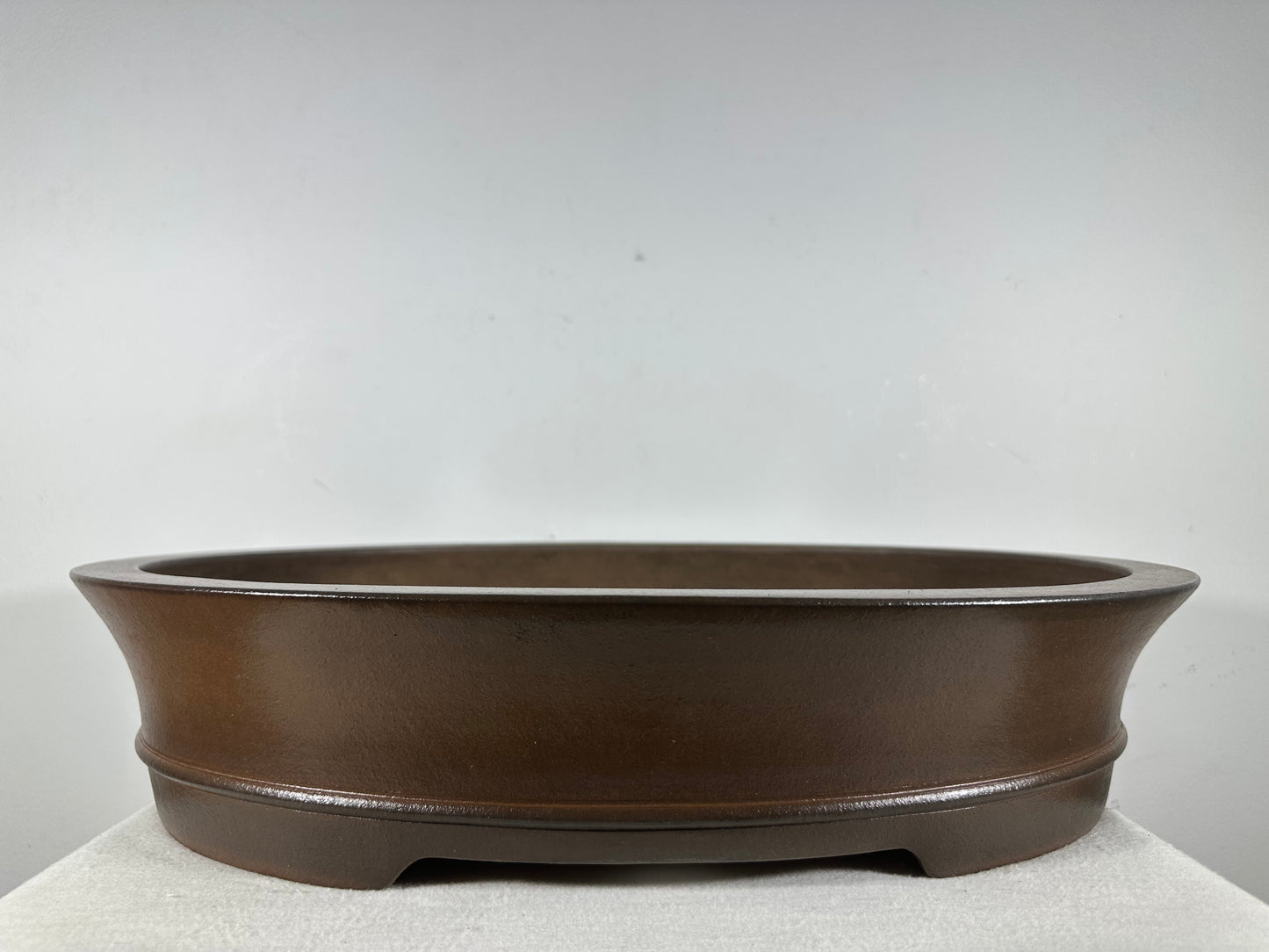 Preowned Japanese Tokoname Unglazed Oval Bonsai Pot Gyouzan - 19.75” By 15.5”