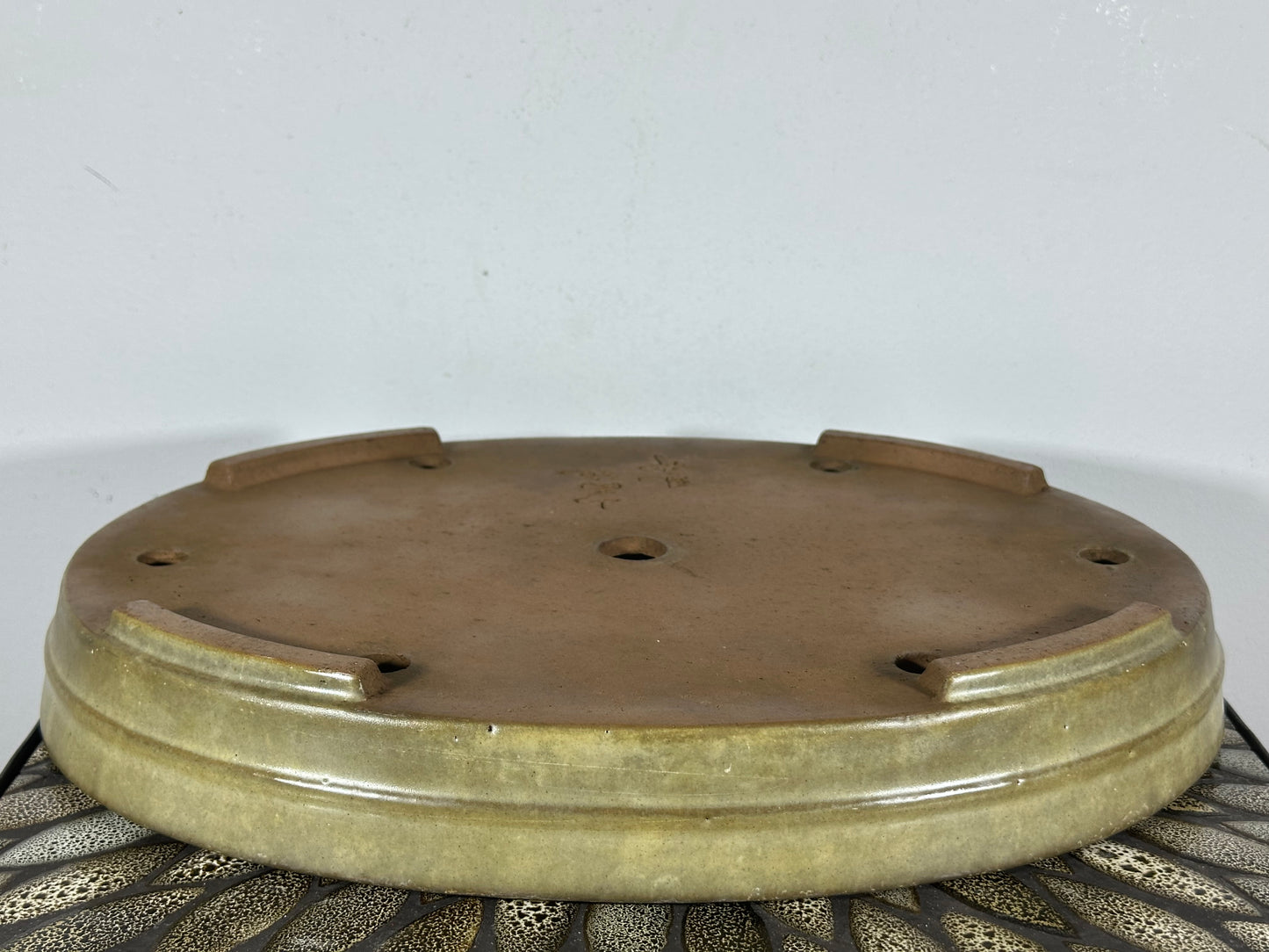 Preowned Japanese Tokoname Glazed Oval Bonsai Pot Yamafusa - 16” By 12.25”